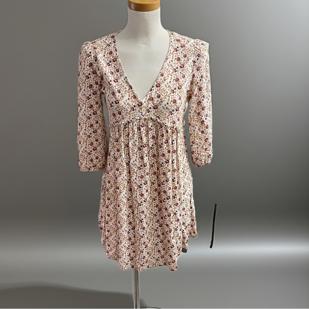 Coachella Jane and Delancey Floral Long Sleeve Mini Bohemian Inspired Dress Sz S
